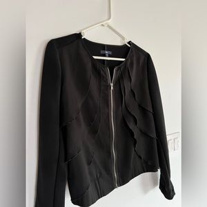 GAP Black Ruffle Business Casual Bomber Jacket Size Small Cute Workwear Coat
